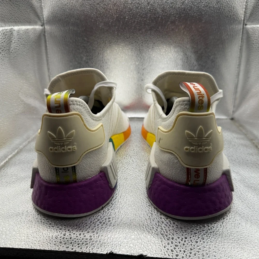 Size 11.5 Adidas NMD_R1 Pride Cloud White Rainbow Mens Athletic‎ Shoes FY9024
